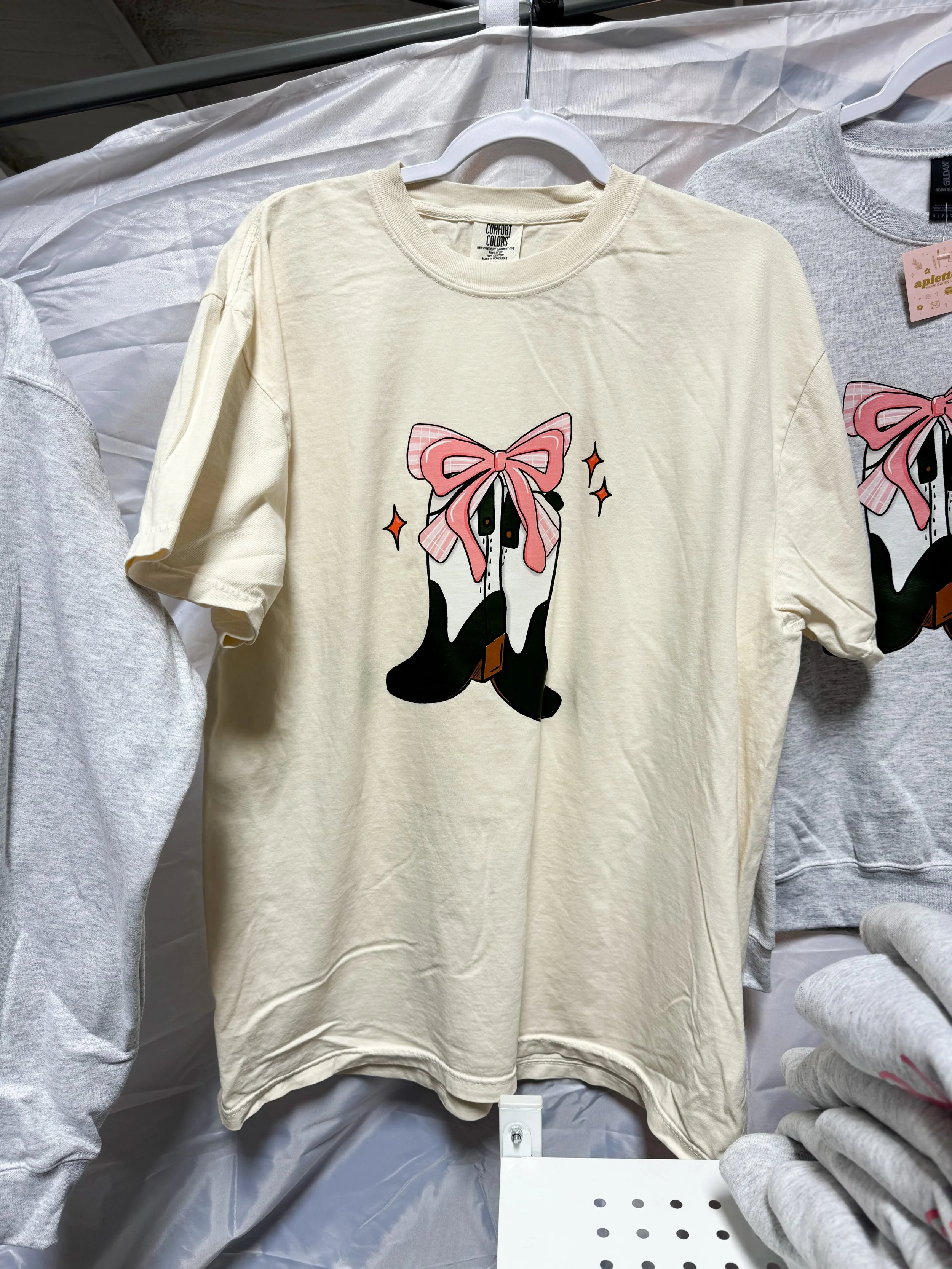 New! Boots and Bows Tee - on Cream
