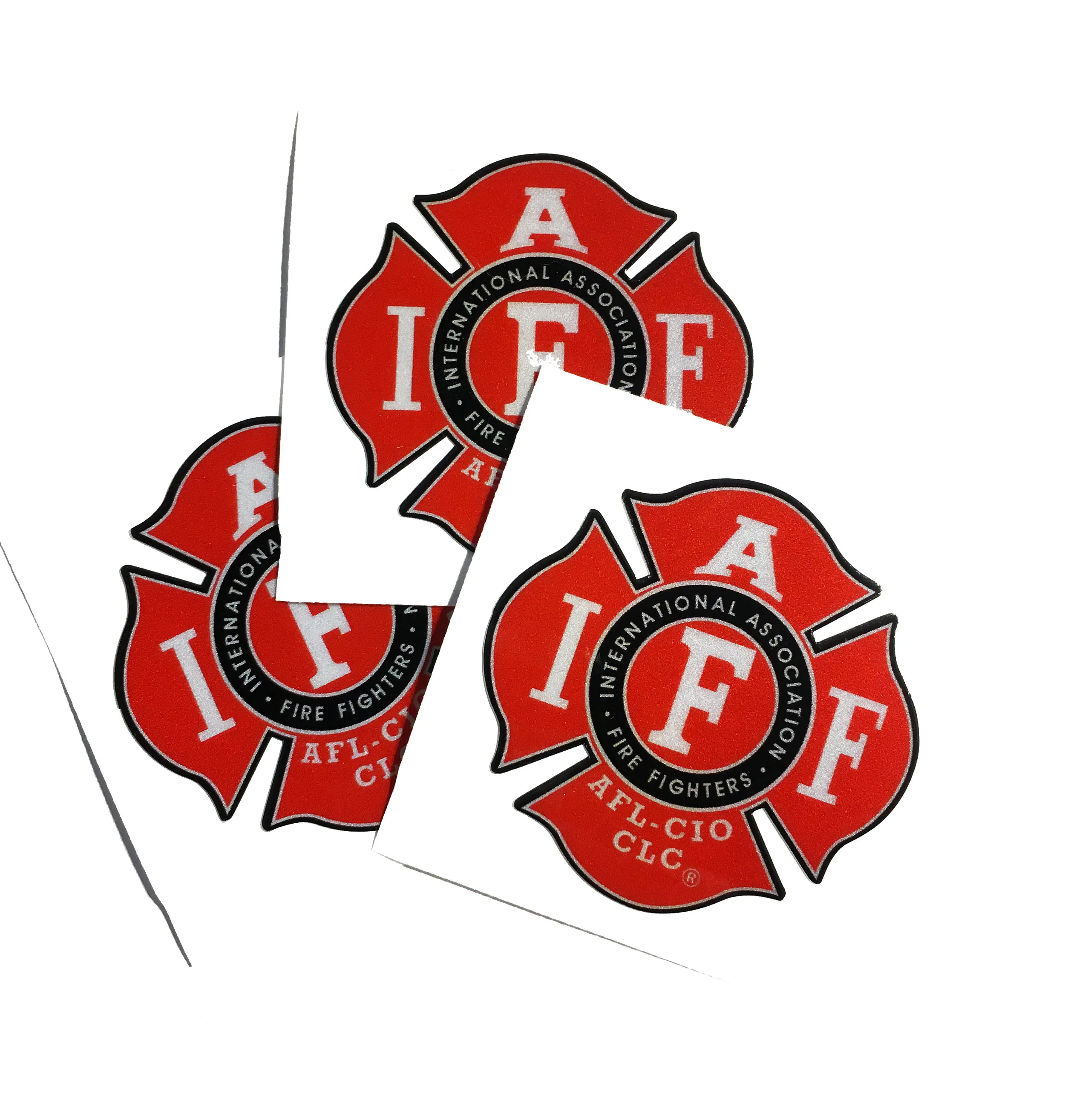 (3) Red Reflective IAFF Decal 2" Helmet Decals — Union Fire Store