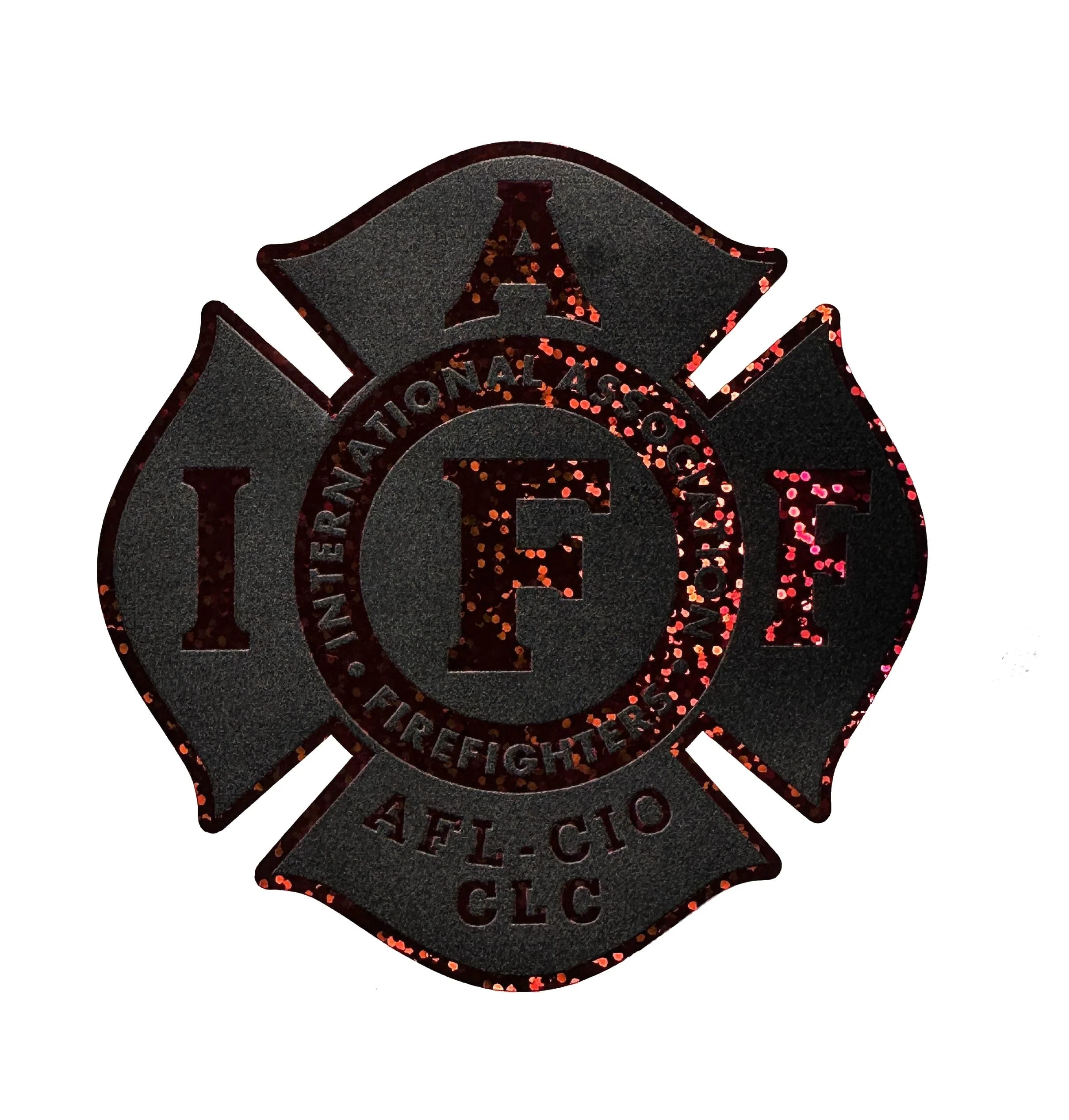 4" Original Black/Red Glitter - IAFF Firefighter Decal Sticker (US MADE)