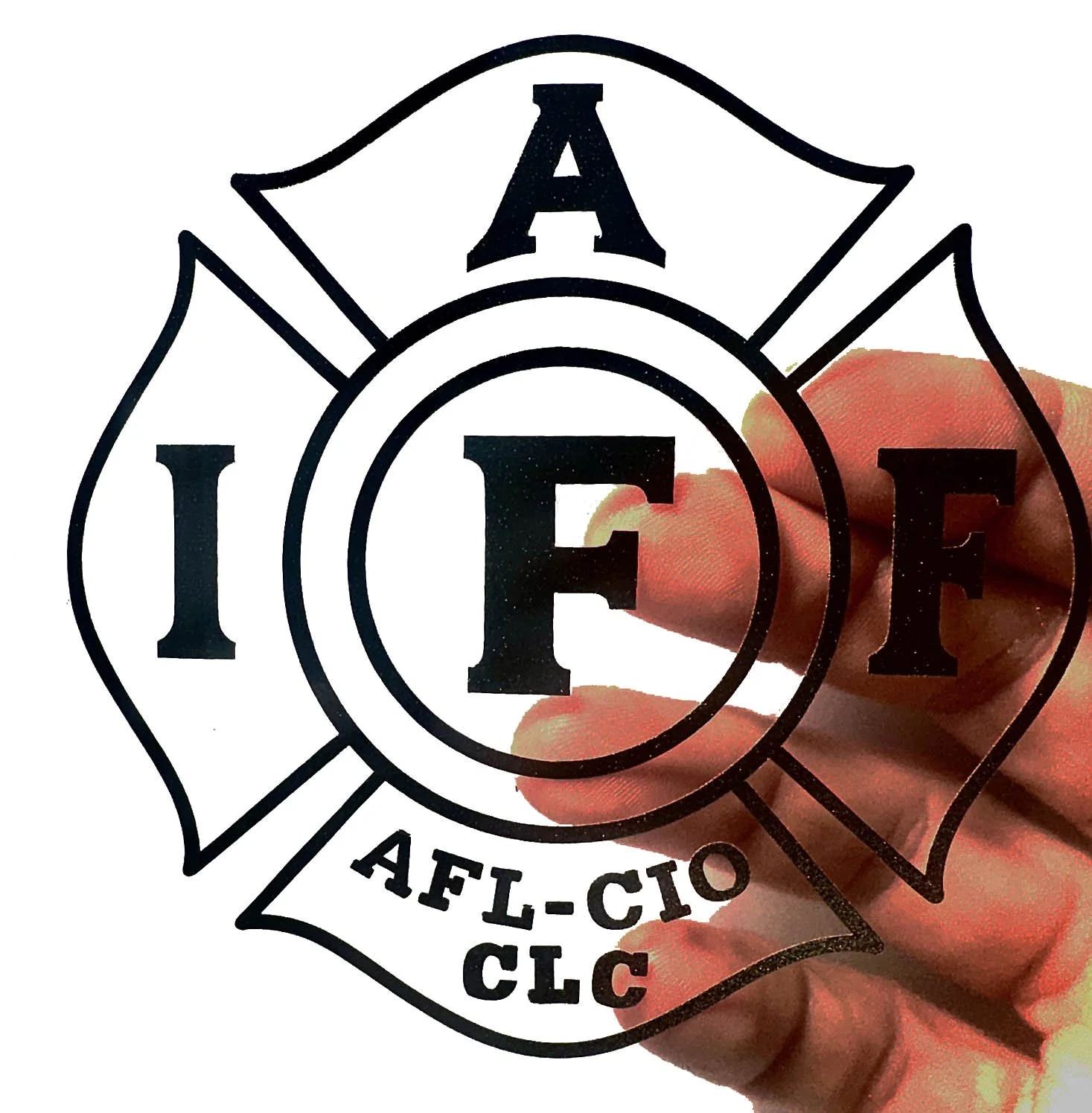 Original IAFF Black Reflective Transfer Decal - Firefighter 4"