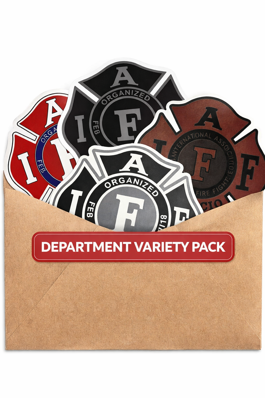 IAFF Department Variety Pack – Assorted Union Firefighter Stickers (CHOSE SIZE) Discount!