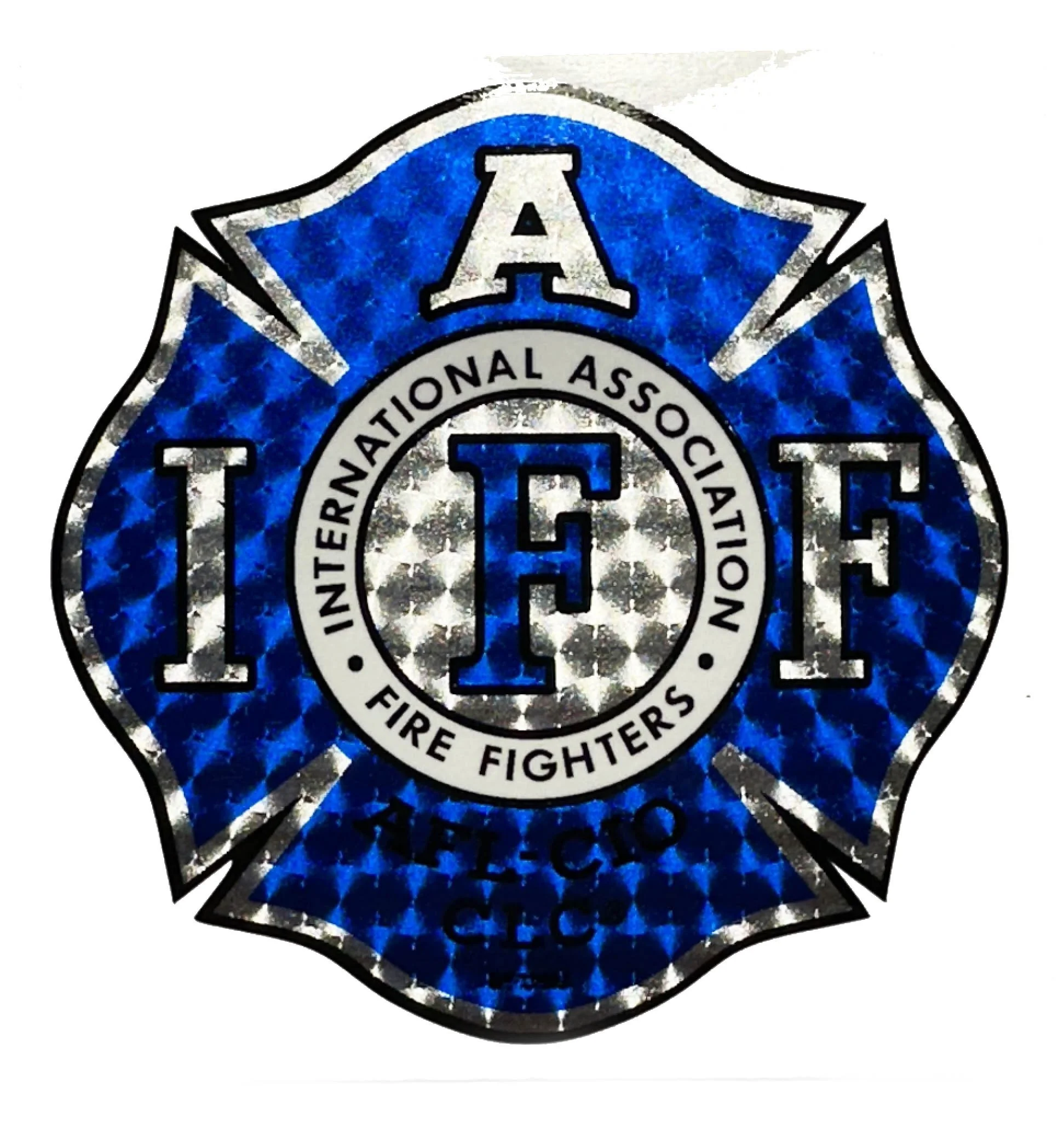 4" Original Blue Brushed Metal Texture American flag- IAFF Firefighter Decal Sticker (UNION MADE)