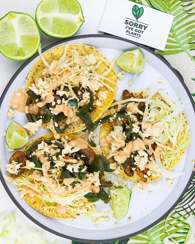Poblano &amp; mushroom tacos + chipotle drizzle 🌮⚡️ on the menu this week ✌️🌱 deadline for ordering/ signing up will be Friday 8pm! 📦🌿
#veganmealkit #everyplatecounts #torontovegan