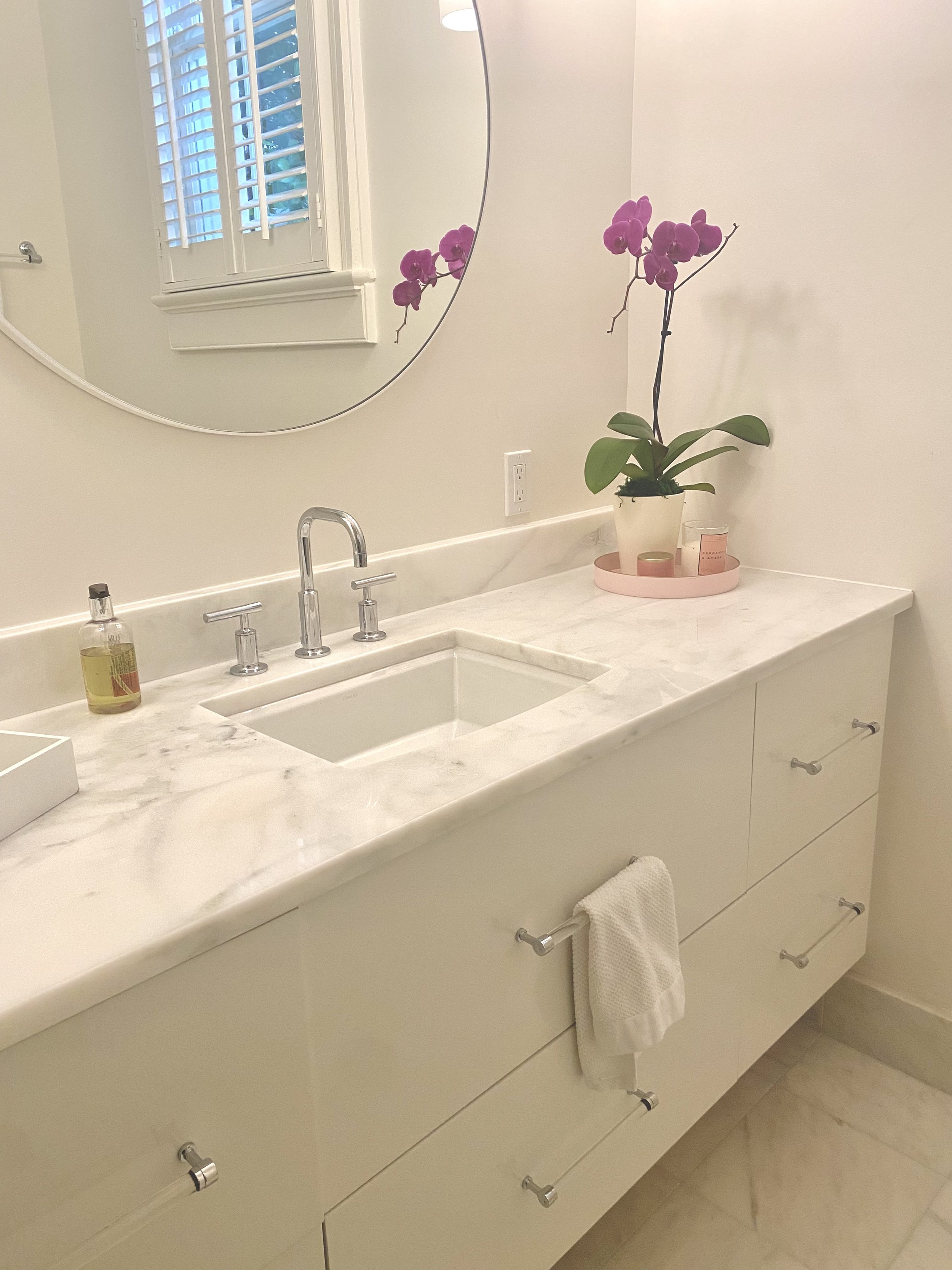 white custom vanity