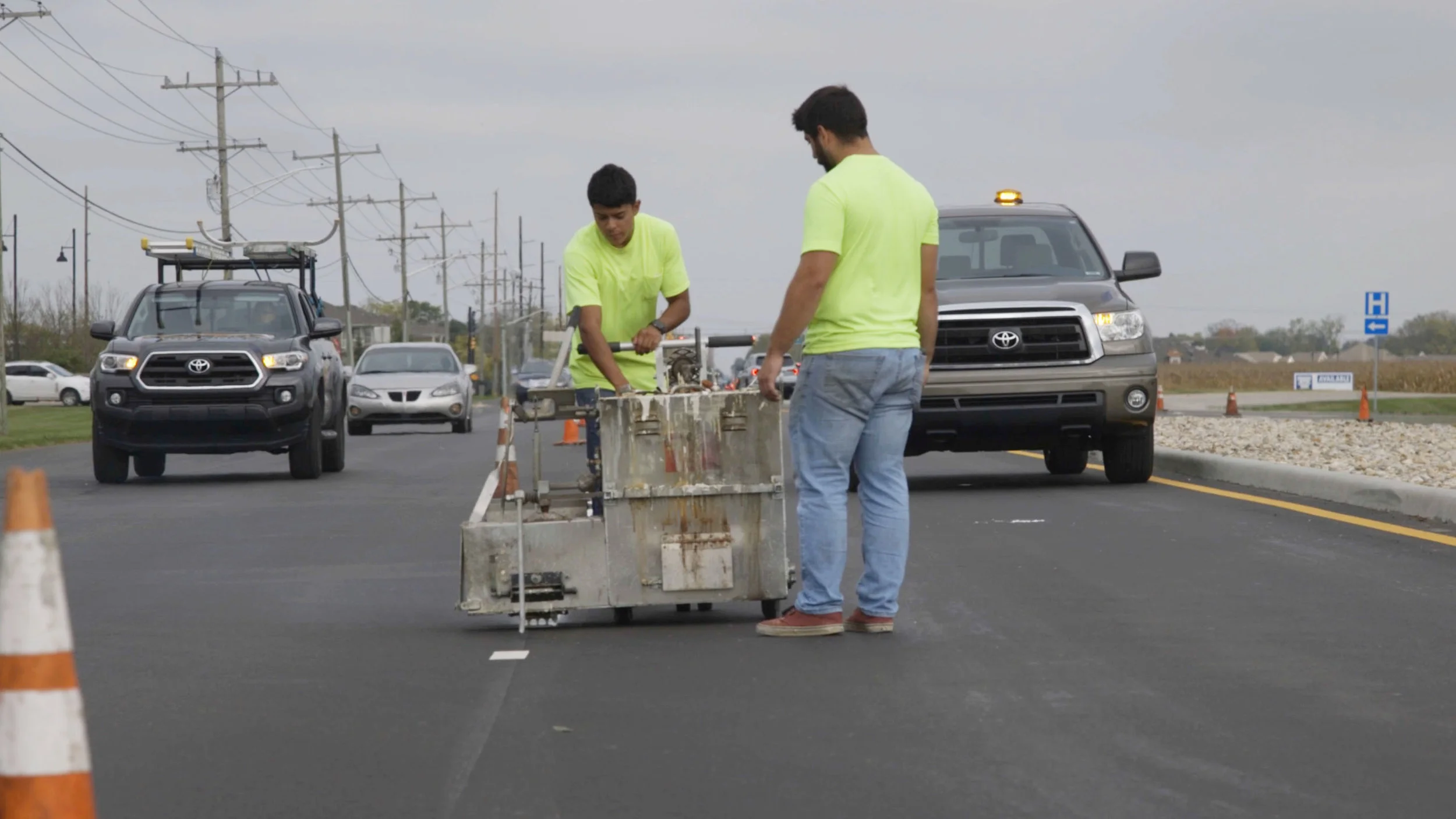 Whitestown Parkway thermoplastic marking
