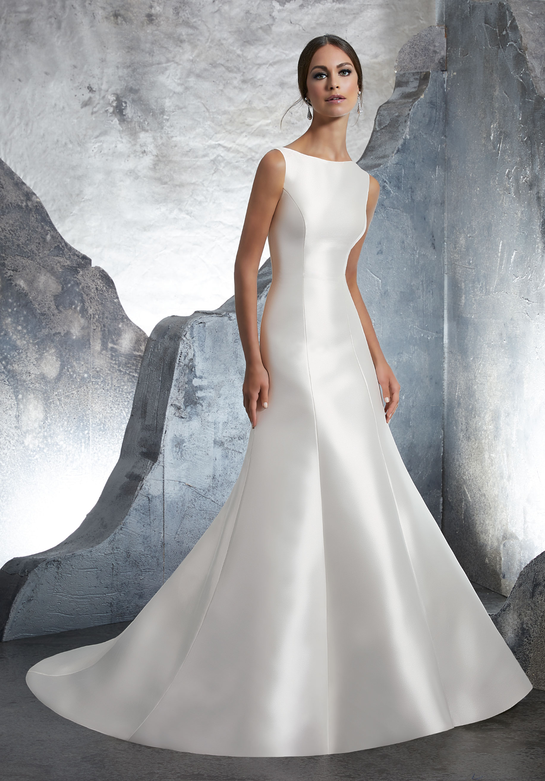 high square neck wedding dress