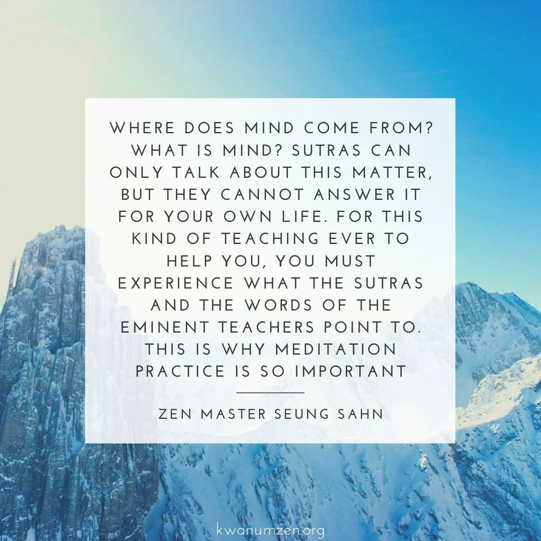 &quot;Where does mind come from?&quot; Quote by Zen Master Seung Sahn. #zen #mind #sutras #meditation #zmseungsahn #kwanumzen