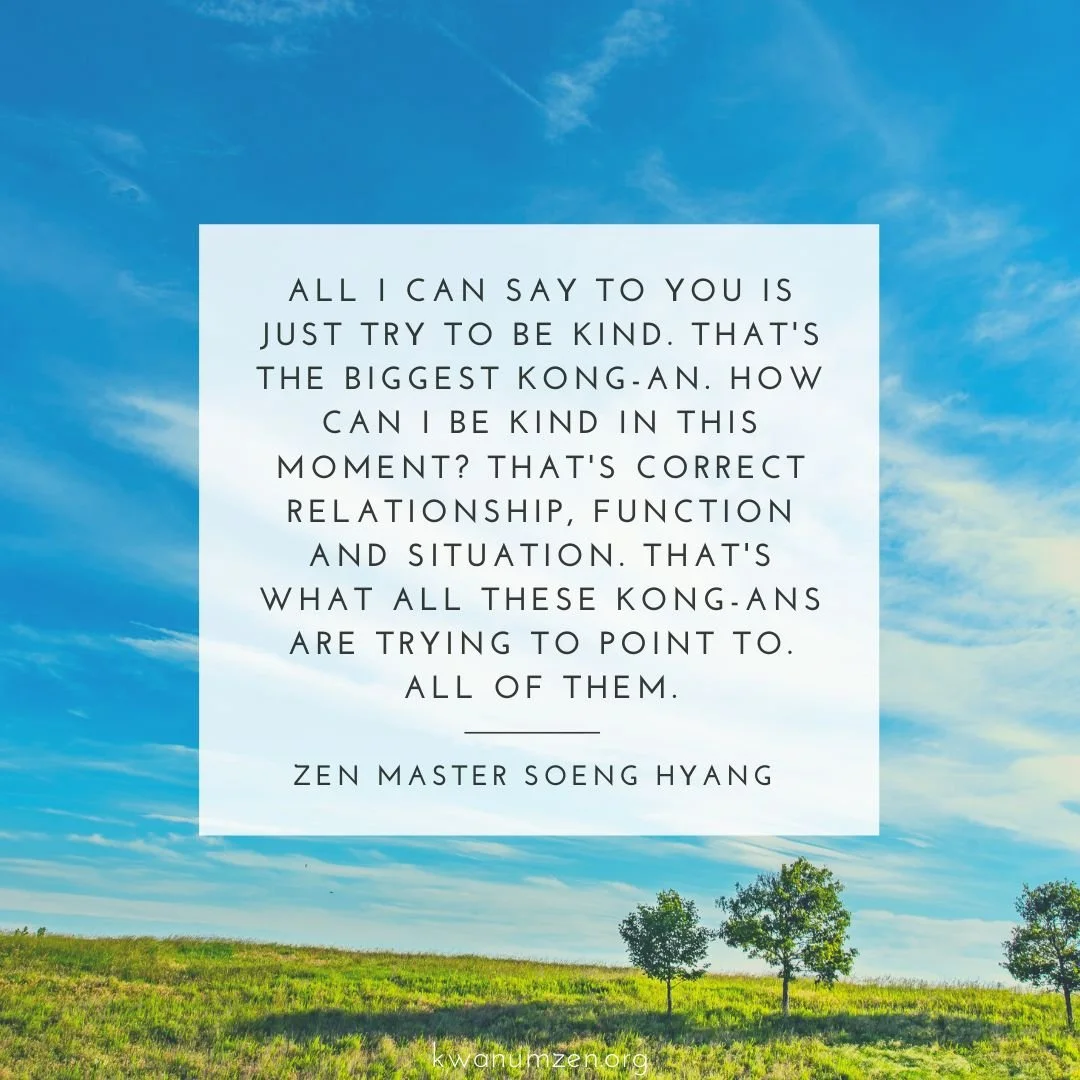 &quot;All I can say to you is just try to be kind.&quot; Quote by Zen Master Soeng Hyang. #zen #bekind #kindness #compassion #koans #kwanumzen