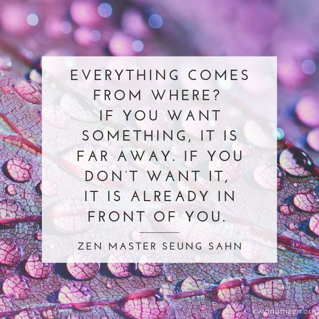 "Everything comes from where?" Quote by Zen Master Seung Sahn. #zen #kwanumzen #zmseungsahn