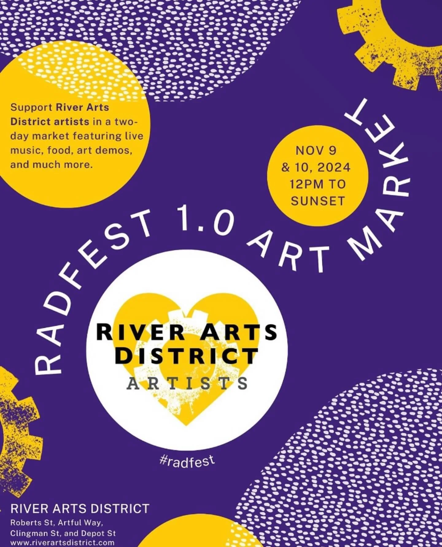 Join us this weekend! @visitasheville #ashevillecottonmill&nbsp;#cottonmill&nbsp;#riverartsdistrict&nbsp;#iamashevillecottonmillstudios