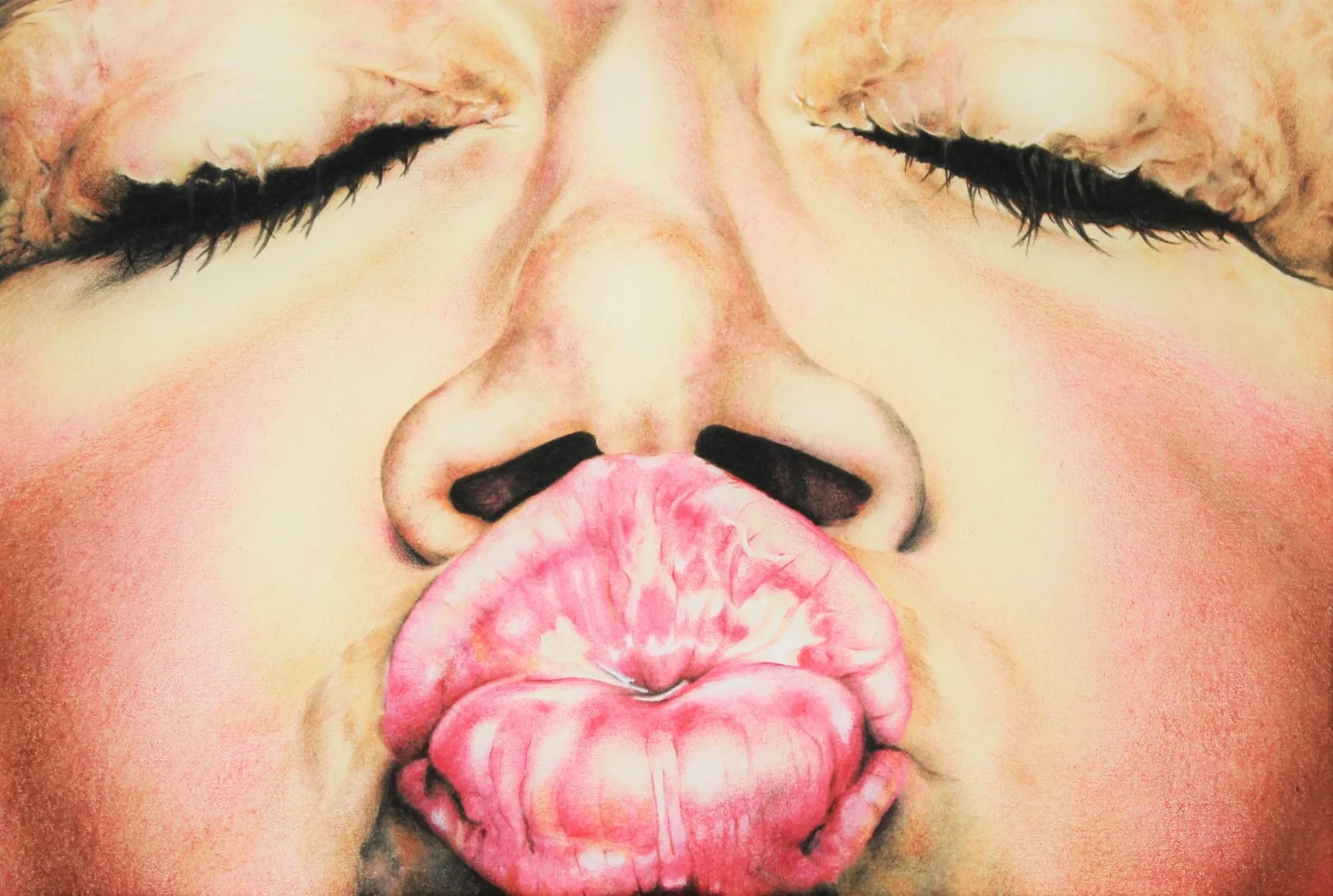 hyper realistic-art-colored pencil- drawing- lips- hannah sarfraz