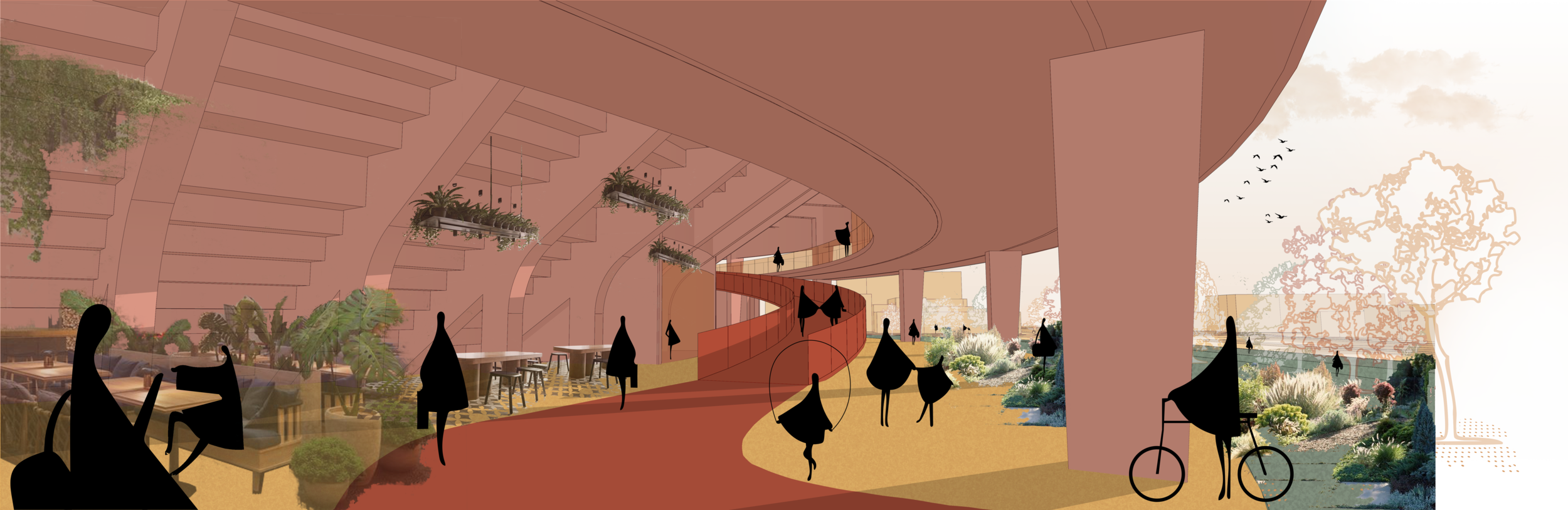 Rendering of the PLASSA and its food cultivation plans; image sourced from Terrazas Productivas