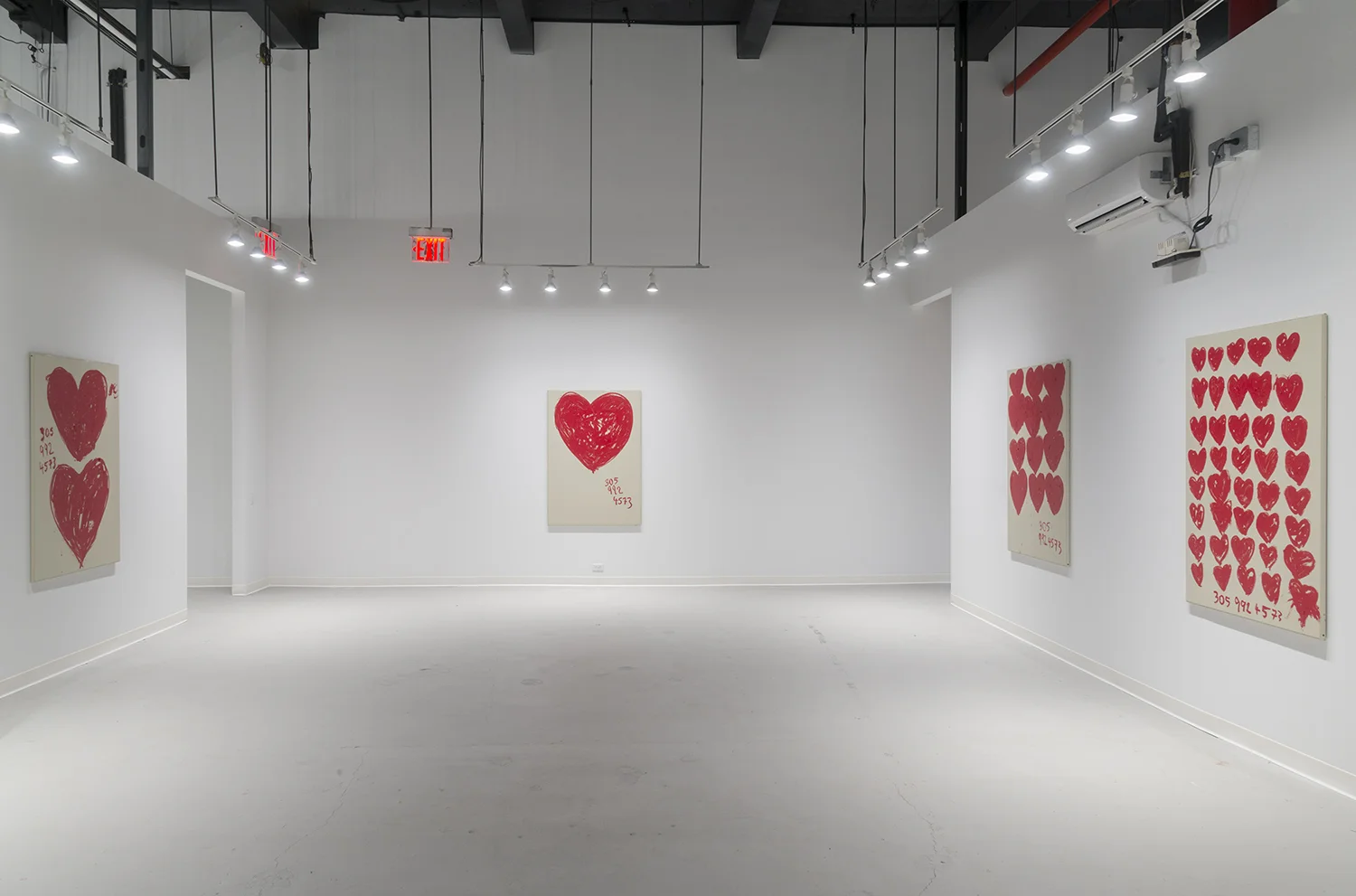 Consent , 2018, paintings: oil stick on bathroom partition, 58 x 40 inches, Meredith Rosen Gallery, New York, NY