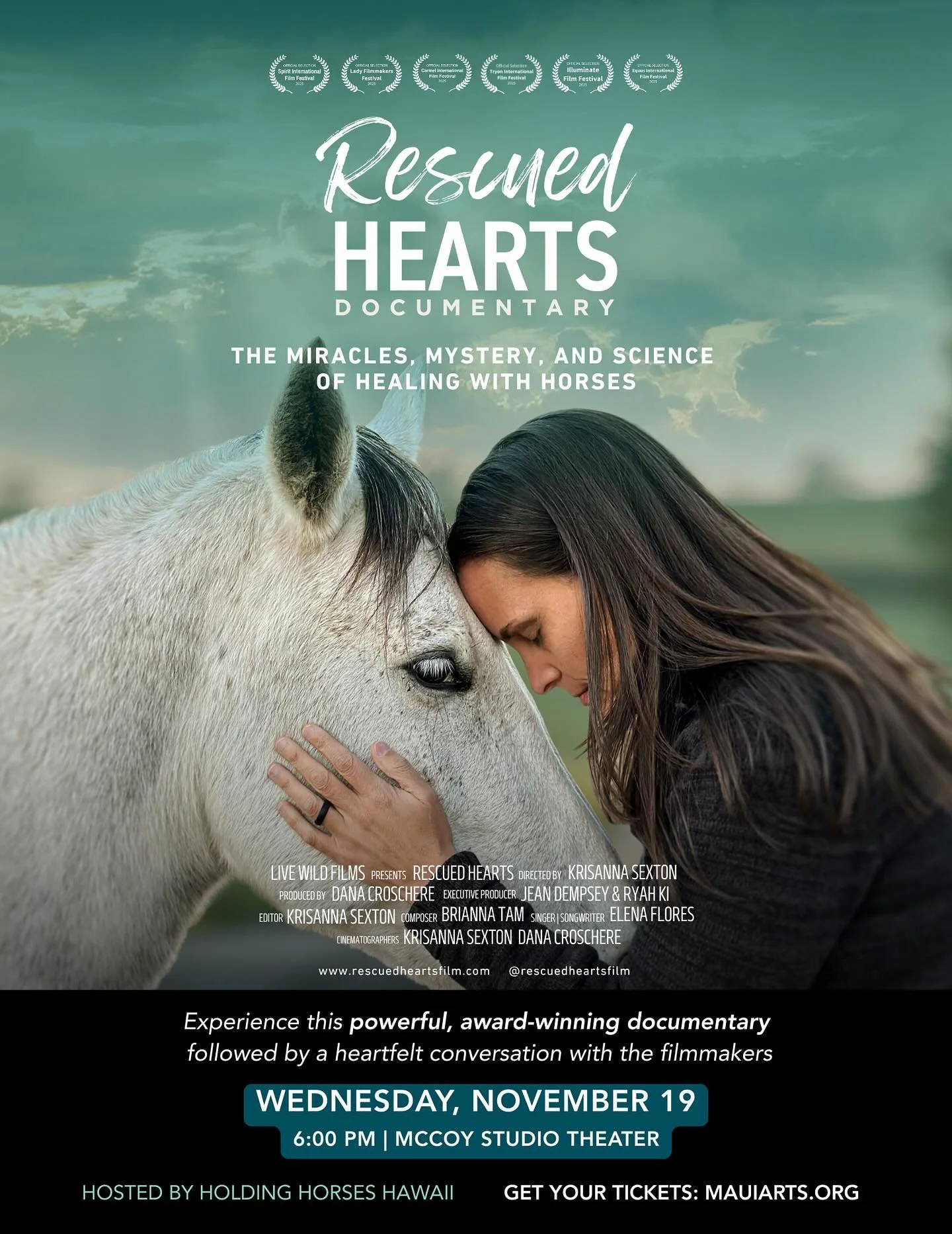 Maui/Hawaii friends! I am ELATED to share that the incredible film about the healing power of horses: @rescuedheartsfilm which I am honored to be in is PLAYING IN MAUI ON NOVEMBER 19 and I WILL BE THERE, PLUS THE FILM-MAKERS! 🎉

Please don&rsquo;t m