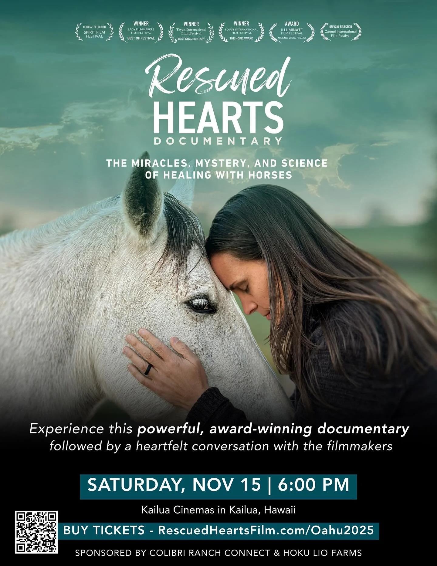 Hawaii horse friends! 🐴 The epic film @rescuedheartsfilm will be playing on Oahu &amp; Maui in November! 

This is an exciting opportunities to see this ground breaking film, about the healing power of horses, that is winning awards at film festival