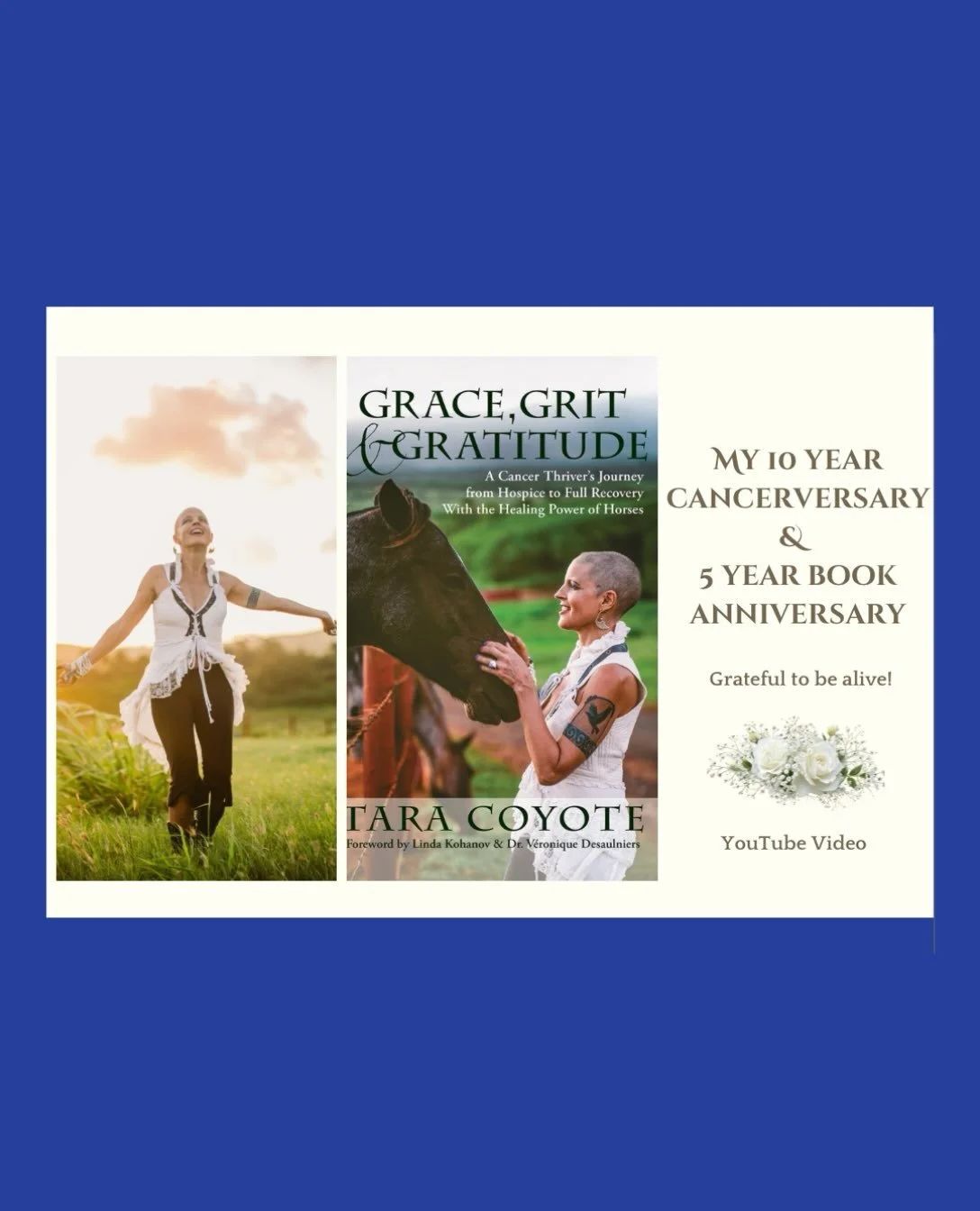It&rsquo;s so exciting for me to share this new video sharing about my 10 year cancerversary &amp; 5 year anniversary of my book @gracegritgratitudebook ! 🎉

On 9/22/16 I was diagnosed with stage 3 breast cancer. A few years later, it progressed to 