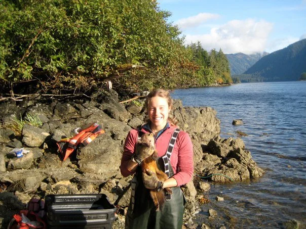 Natalie chasing weasels on Kuiu Island