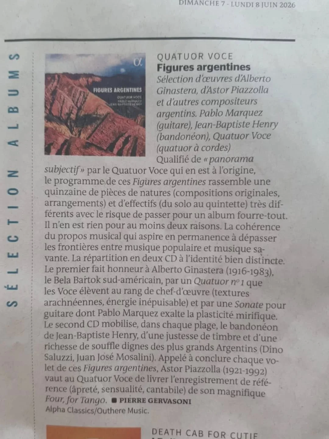 📰"Figures Argentines" dans @lemondefr et ce dimanche &agrave; l'Escale de Saint-Cyr sur Loir 😍