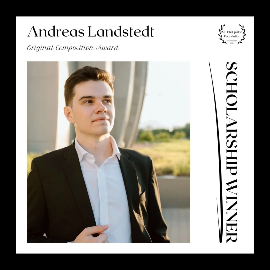 Congratulations to Andreas Landstedt on winning the Mu Phi Epsilon Foundation Original Composition Award for Ode No. 1 which was written for his wife Esther. 🎶🌟

@andreas.hhl @andreasplayspiano
#MuPhiEpsilonFoundation #ScholarshipWinner #MusicExcel