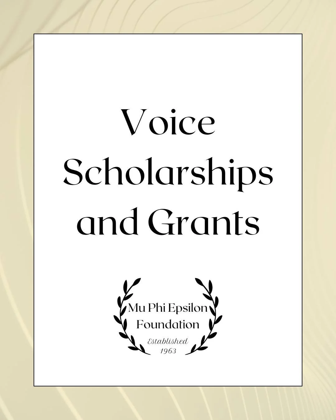 The Voice Scholarship supports members pursuing vocal performance across classical, contemporary, and global traditions. This award honors vocal excellence, expression, and artistry. Application details are available through the link in our bio.

#Vo