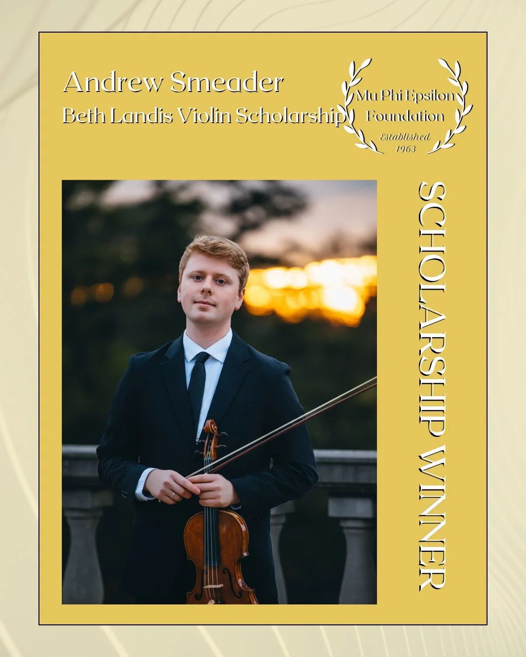 Congratulations to Andrew Smeader, recipient of the 2026 Beth Landis Violin Scholarship. The Mu Phi Epsilon Foundation is proud to support members like Andrew in acquiring professional level instruments to further their education and career.
#mpefoun