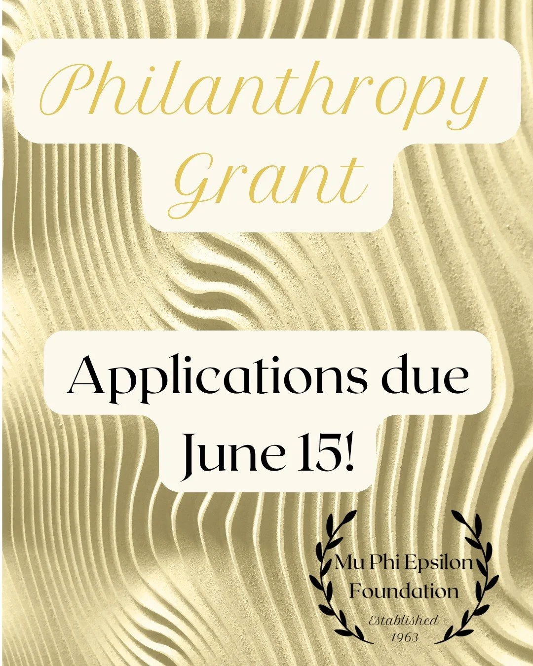 The Mu Phi Epsilon Foundation is  accepting nominations for our philanthropy grants. Check out our website mpefoundation.org for more information! Due June 15th!
#mpefoundation #philanthropygrants #musicfriendshipharmony