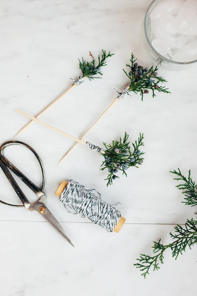 21st Day of Craftsmas // Juniper Branch Drink Stirrers