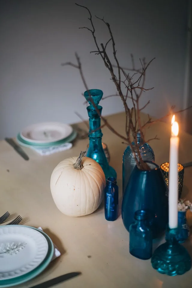 Wintry Blue Tablescape