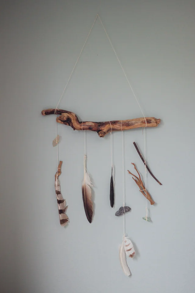 DIY Drift Wood Feather Mobile