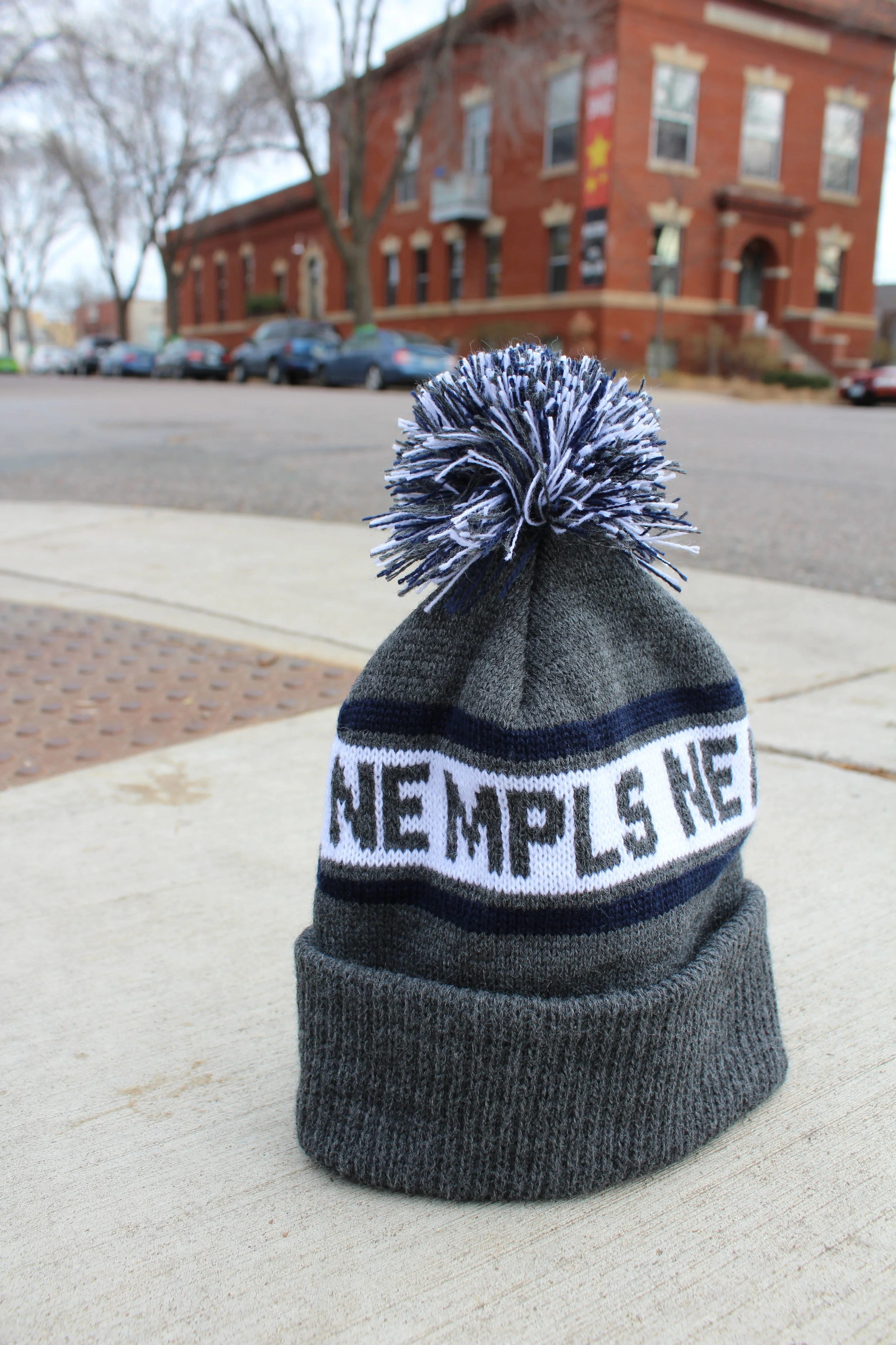 Knit NE mpls Pom Hat