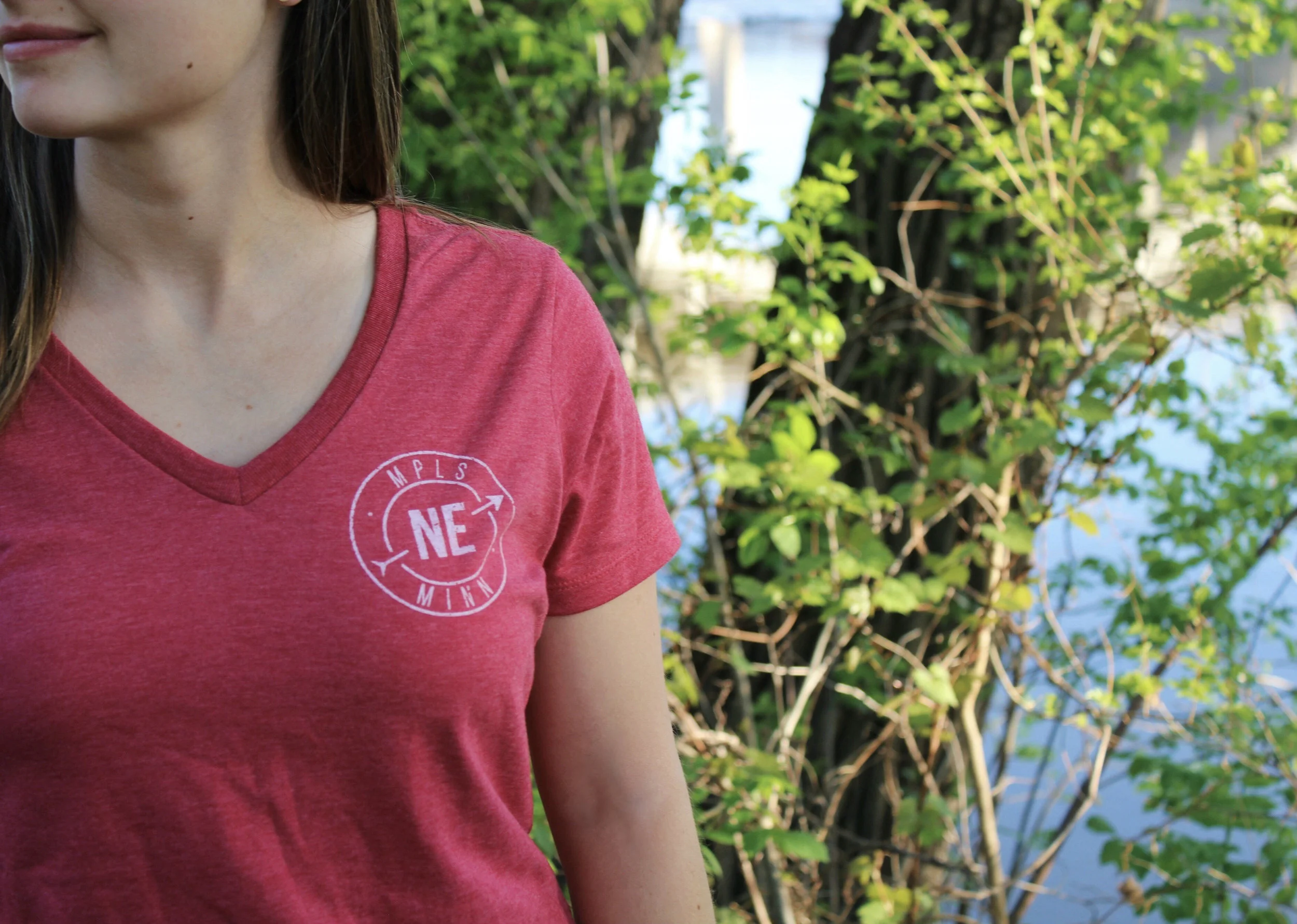 Destination NE Ladies V-Neck Tee