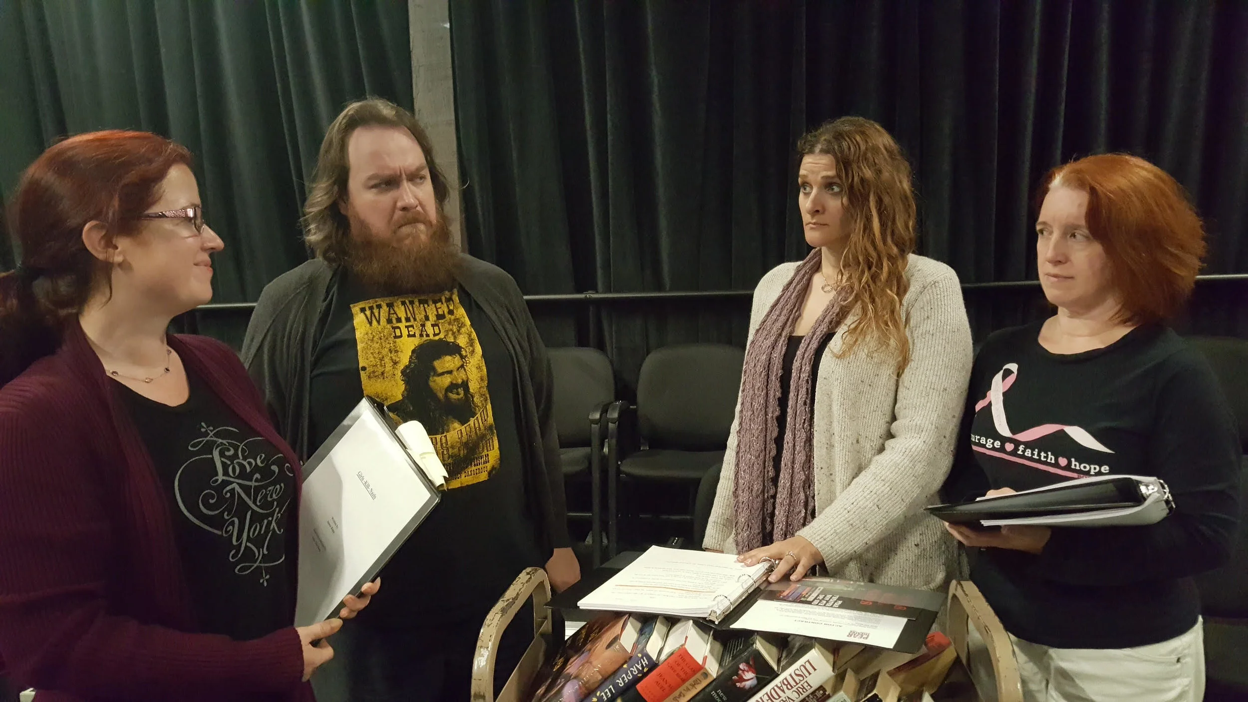 Pictured, left to right: Maria Costello, Director John Morrison, Jennifer Sorkin, and Stephanie Crowley.
