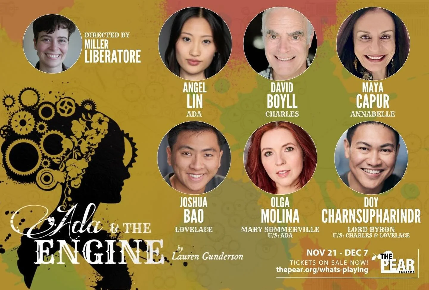 We are so thrilled to announce the extraordinary cast of &lsquo;Ada &amp; The Engine&rsquo; by Lauren Gunderson! 👩🏻&zwj;💻⚙️✨ 

Directed by Miller Liberatore. 
🗓️ Playing November 21 thru December 7!

🎟️Tickets are on sale now at thepear.org/what
