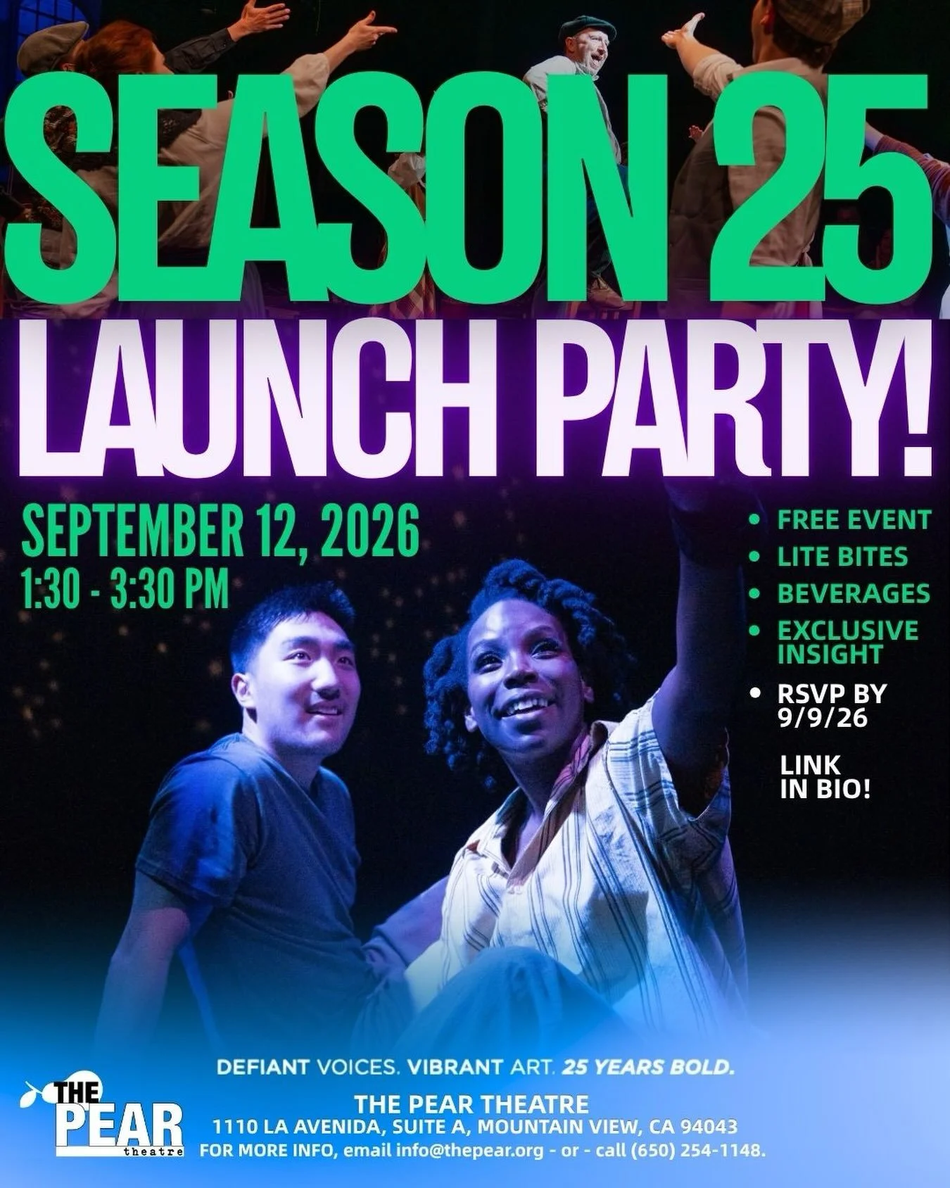 You&rsquo;re Invited, Bay Area! 📣 Join us at The Pear on Saturday, September 12th from 1:30 - 3:30 pm for our official (albeit casual) Season 25 Launch Party!&nbsp;

🚨Please RSVP by 9/9/26 (LINK IN BIO!)

🎉What&rsquo;s in store: lite bites, bevera