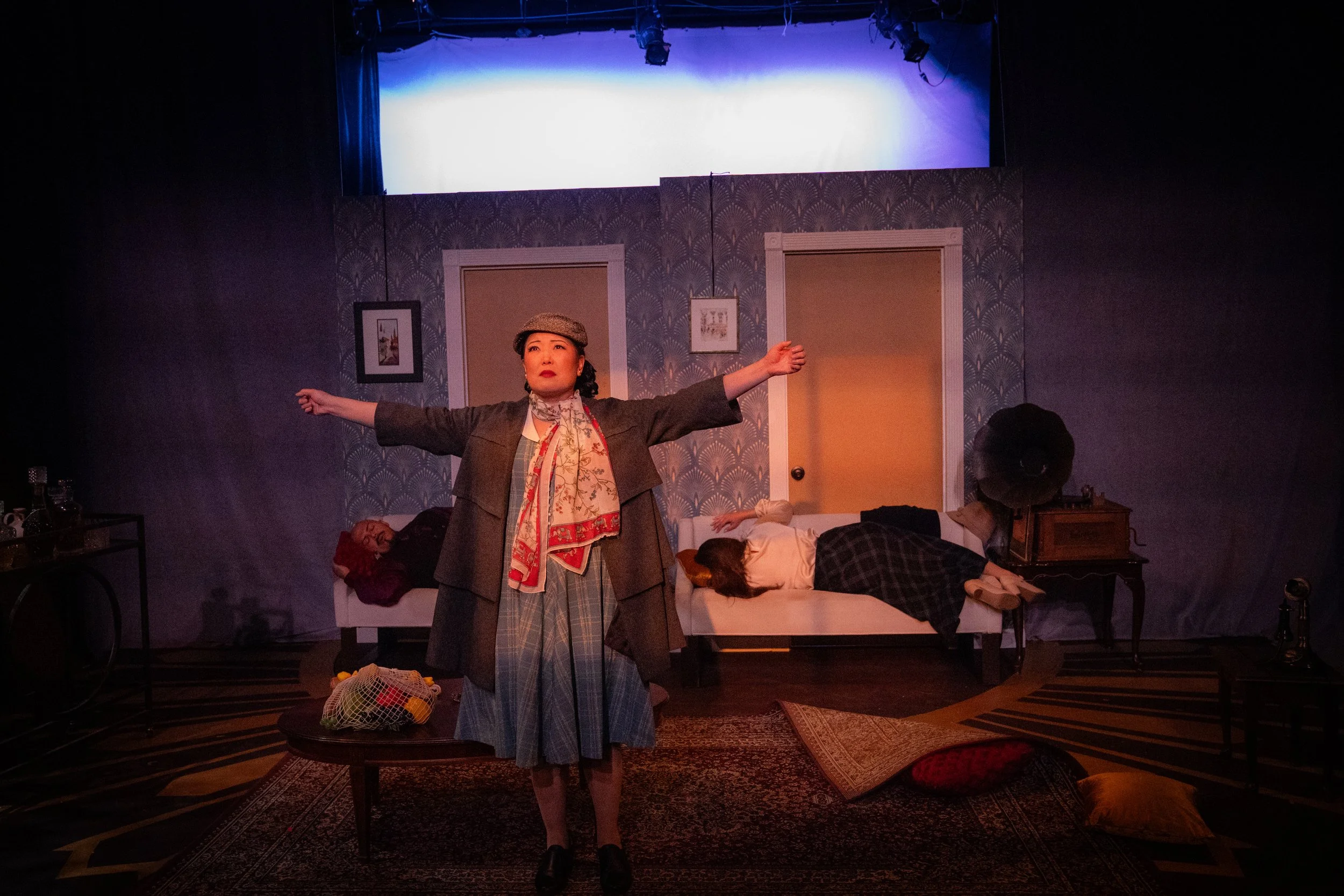  Pictured L-R: Charles Anthony (Victor), Helen Kim (Louise), and Amanda Korkunis (Sibyl). Photography by Mikenzie Gilbert.  