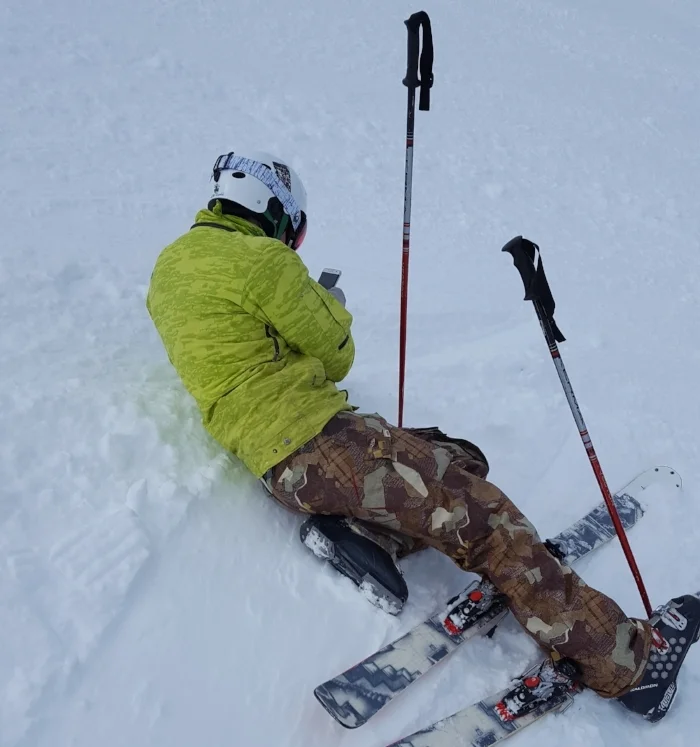Always working and never working, Richard Renfrew answers his phone whilst skiing and takes a booking.