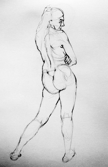  Standing female nude - back view