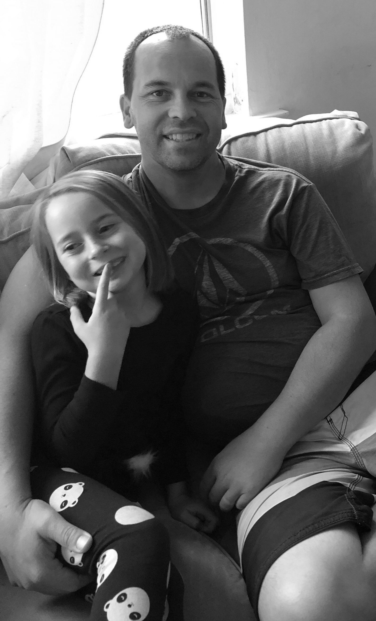 Dustin with Ava on the day he came home