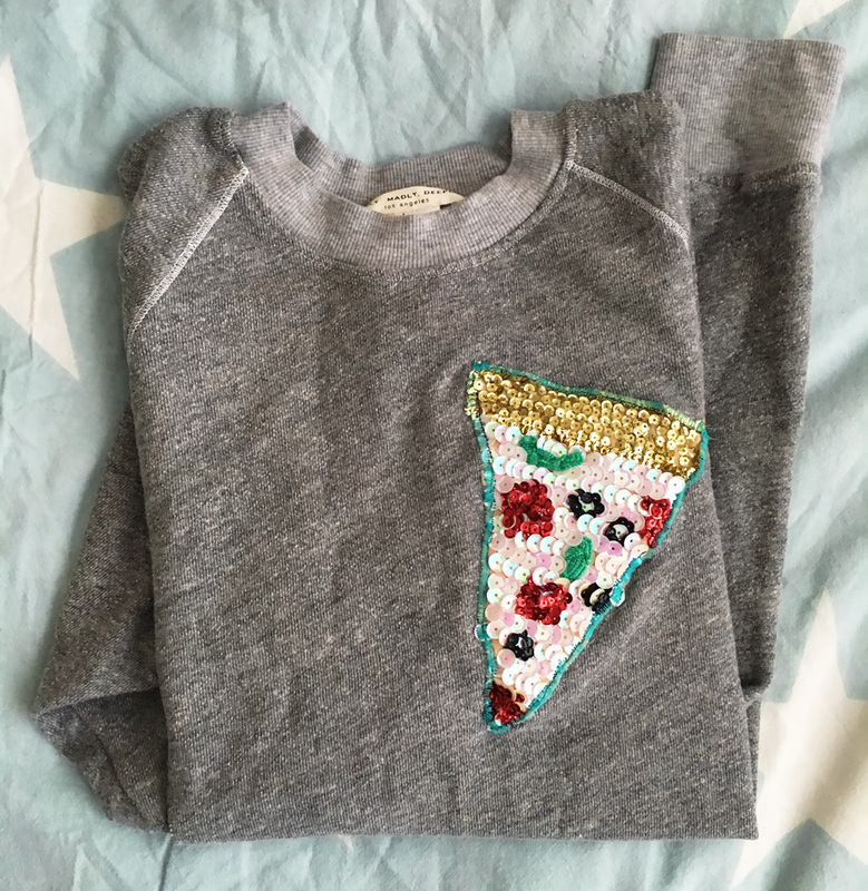 Hand-Sequinned - Pizza Patch for my fran, bc betches love pizza.