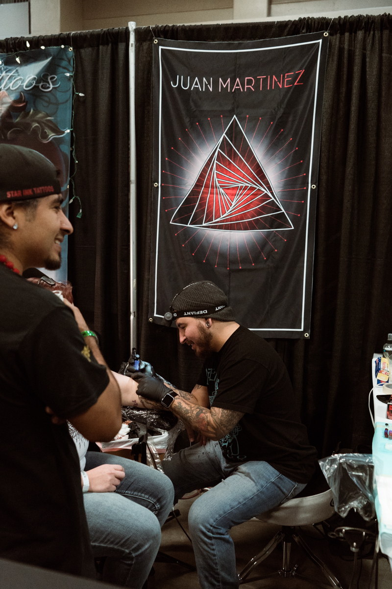  Artist Juan Martinez of Precisely Veiled Tattoo in Killeen whose specialty is Geometric Dotwork 