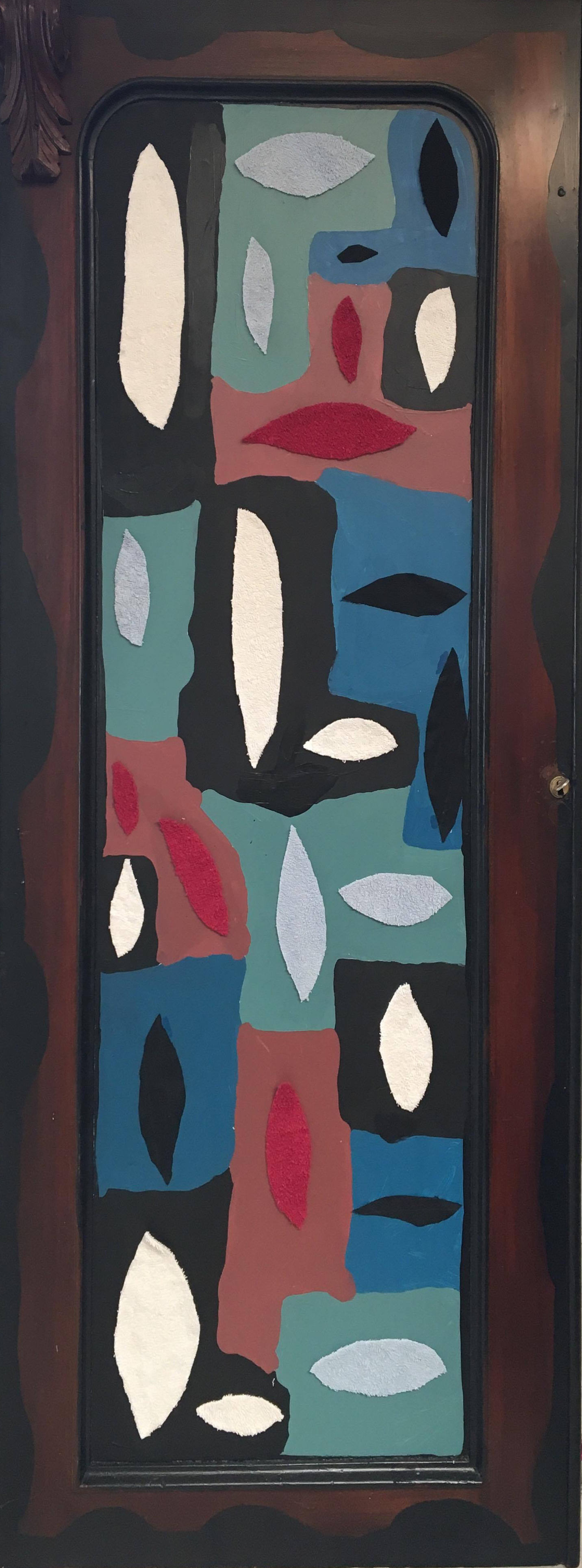  Acrylic, fabric on door 