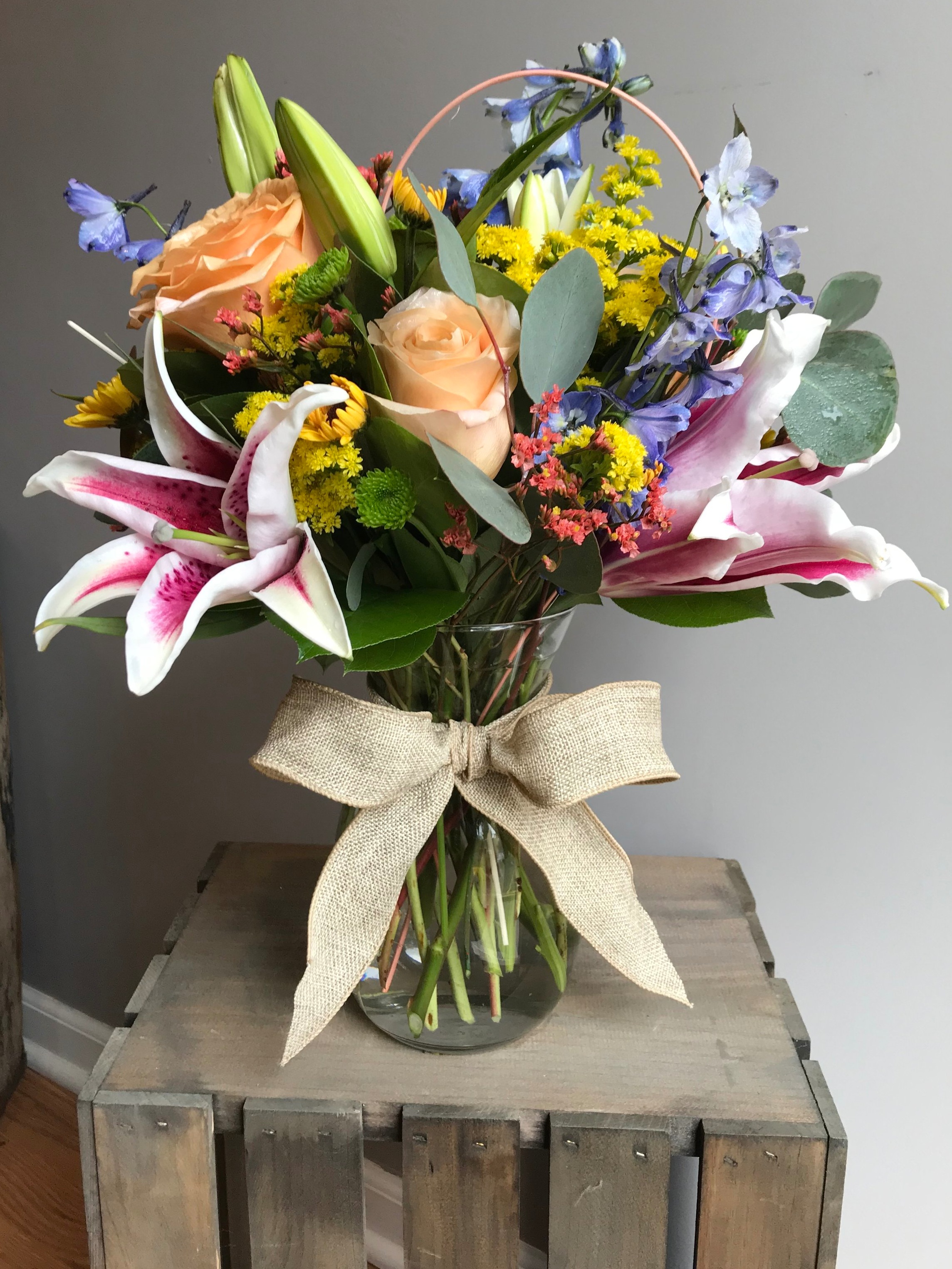 Colorful lily arrangement