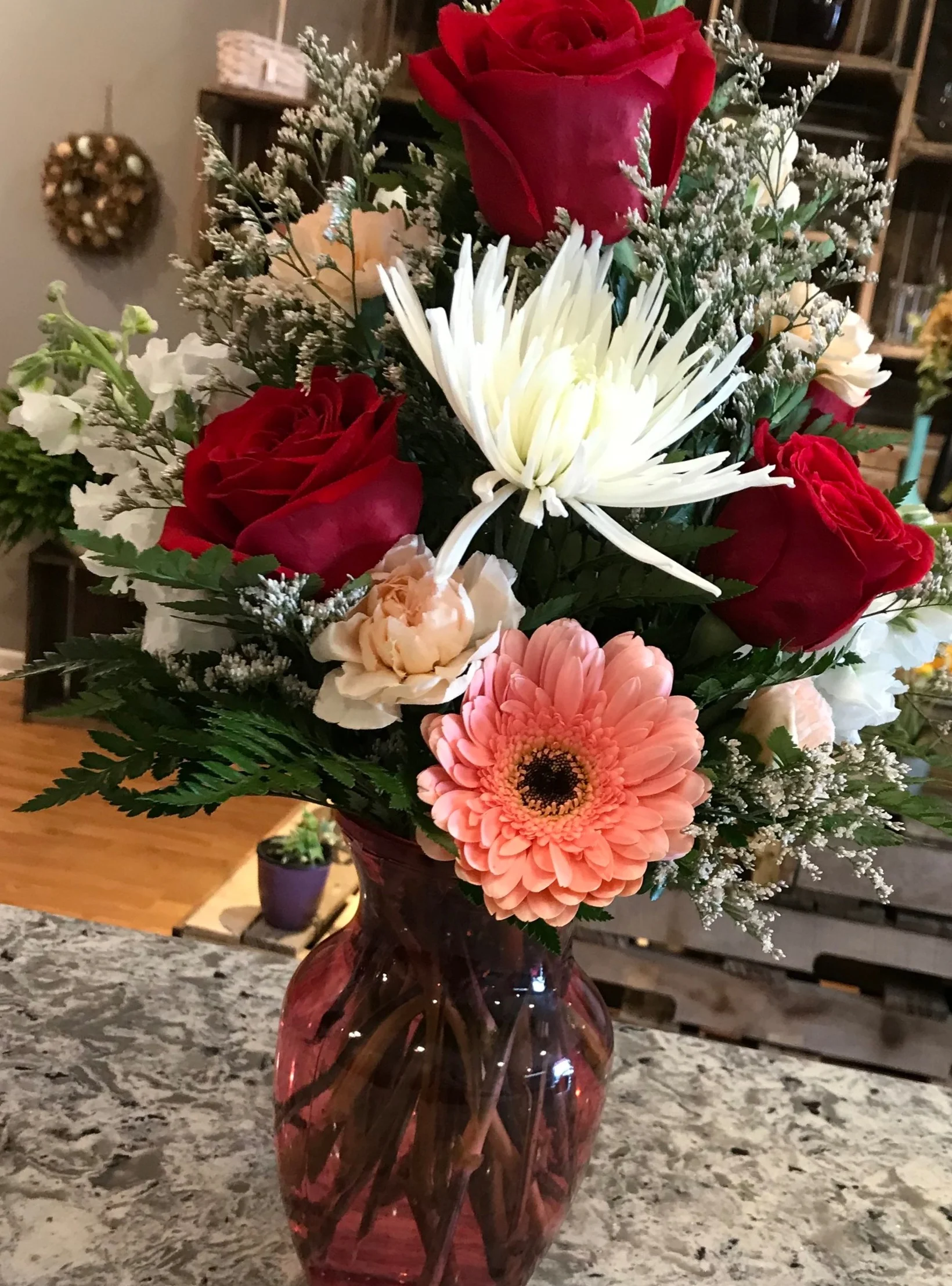 White, Red, and Pink Arrangement