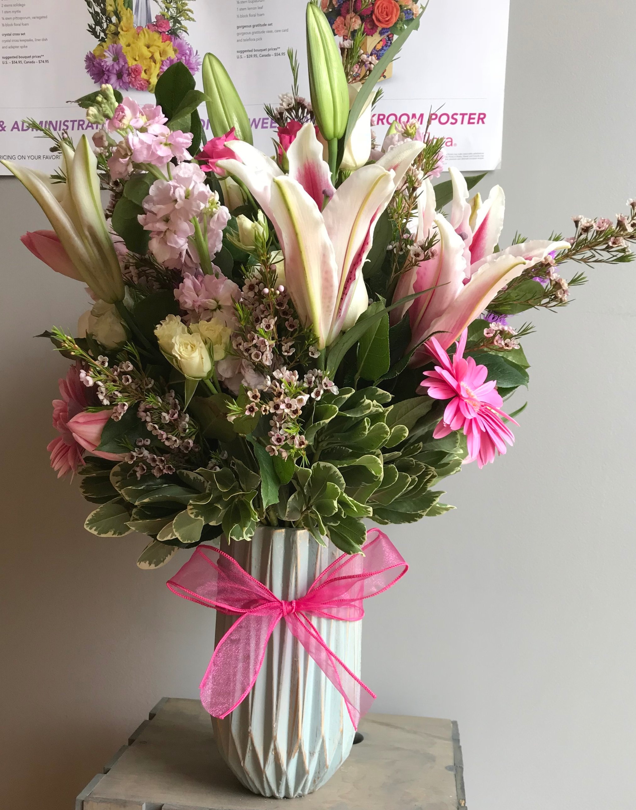 Lily and Stock Arrangement
