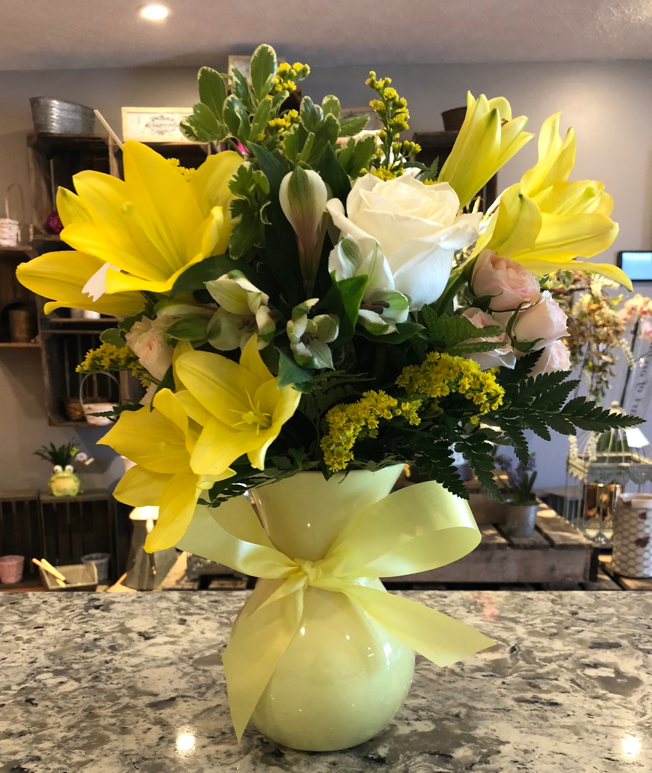 Yellow Lily arrangement