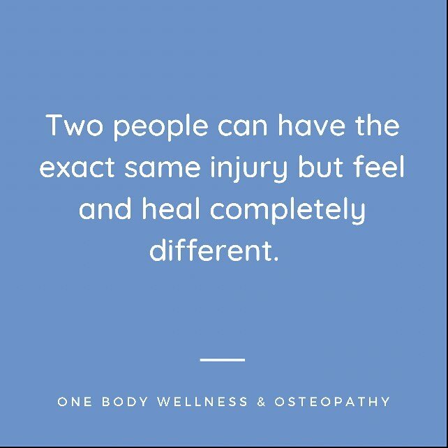 HEALING &bull; there is no &ldquo;one size fits all&rdquo; in manual osteopathy. (Nor should there be in anything, ever, especially clothing.)

Pain is not linear. Healing is not linear.

Try not to compare your healing or pain to someone else&rsquo;