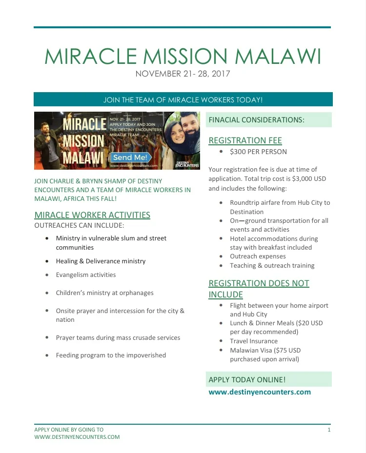 Join the Miracle Mission Malawi Team!