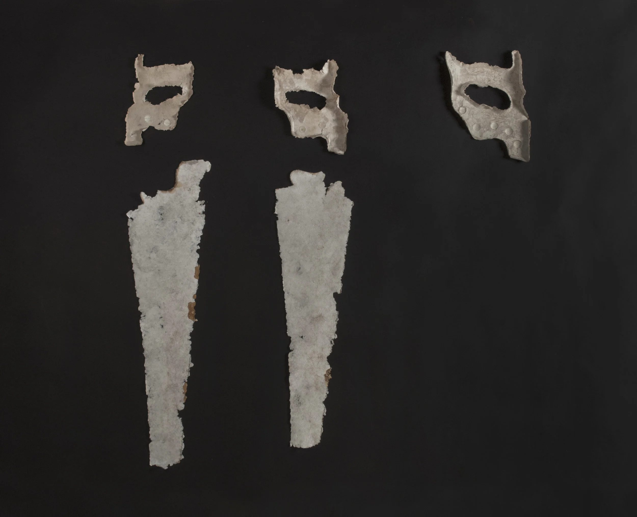   Family Portrait (Stripped) , Wood with hand-made paper and rust, 44" x 36", 2016. 