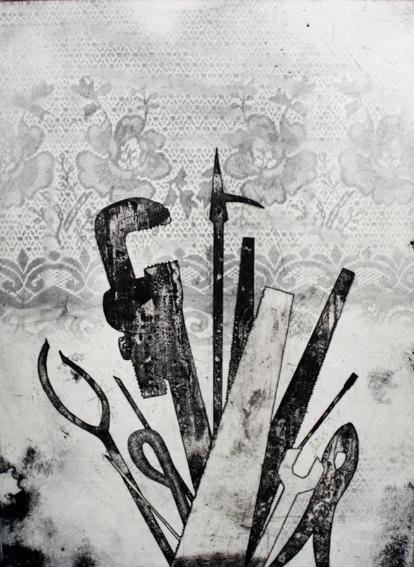 Bouquet , multiple plate intaglio with embossment, 18" x 24", 2016. 
