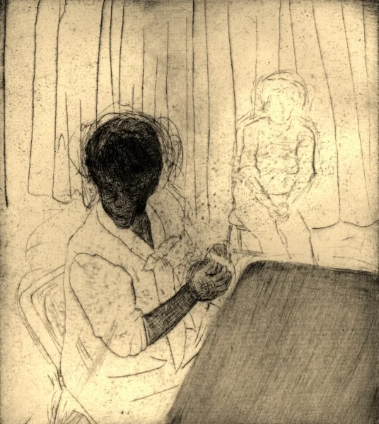 Family Portrait #6 , drypoint with relief roll, 3.25" x 3.75", 2016. 